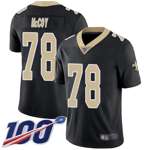 Men New Orleans Saints Limited Black Erik McCoy Home Jersey NFL Football #78 100th Season Vapor Untouchable Jersey->nfl t-shirts->Sports Accessory